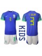 Brazílie Thiago Silva #3 Venkovní dres pro děti MS 2022 Krátký Rukáv (+ trenýrky)